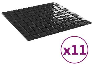 VidaXL Pločice s mozaikom 11 kom sjajne crne 30 x 30 staklene