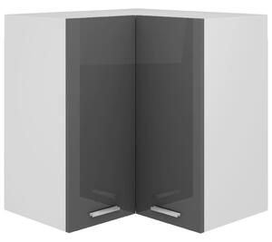 VidaXL Viseći kutni ormarić visoki sjaj sivi 57x57x60 cm od iverice
