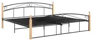 VidaXL Okvir za krevet crni od metala i masivne hrastovine 200x200 cm