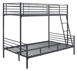 JAKS Metalni krevet na kat crni 90/120 × 200 cm Tres 2u1