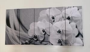 5-dijelna slika orhideja na platnu u crno-bijelom dizajnu