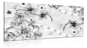 Slika luksuzni cvjetni nakit u crno-bijelom dizajnu