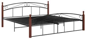 VidaXL Okvir za krevet crni od metala i masivne hrastovine 180x200 cm