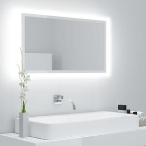 VidaXL LED kupaonsko ogledalo visoki sjaj bijelo 80x8,5x37 cm akrilno