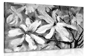 Slika akvarelno stablo u cvatu u crno-bijelom dizajnu
