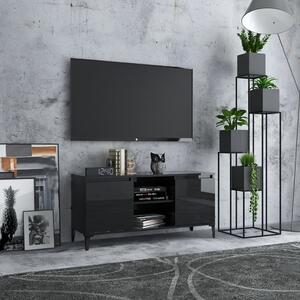VidaXL TV ormarić s metalnim nogama visoki sjaj crni 103,5x35x50 cm