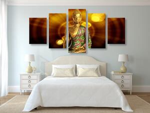 5-dijelna slika kip Buddhe s apstraktnom pozadinom