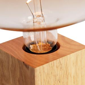 Ruralna stolna svjetiljka prirodno drvo uklj. LED G220 - blok