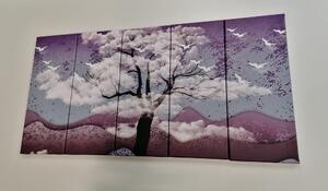5-dijelna slika stablo preplavljeno oblacima