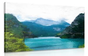 Slika oslikano planinsko jezero