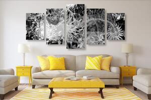 5-dijelna slika crno-bijela apstraktna umjetnost