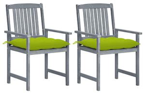 VidaXL Vrtne stolice s jastucima 2 kom sive od masivnog drva bagrema