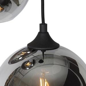 Art Deco viseća lampa crna sa dimnim staklom 3 svjetla - Wallace