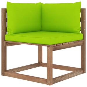 VidaXL Vrtna kutna sofa od paleta s jarko zelenim jastucima