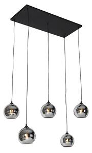 Art deco viseća lampa crna sa dimnim staklom 5 lampica - Wallace