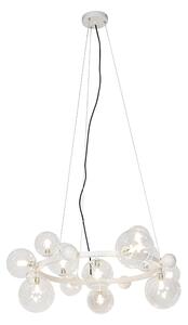 Art Deco viseća lampa bijela s prozirnim staklom 12 lampica - David