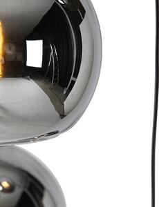 Art deco viseća lampa crna s dimnim staklom 4 svjetla - Wallace