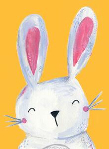 Ilustracija Woodland bunny on mustard, Laura Irwin
