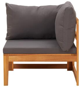 VidaXL Kutna sofa s tamnosivim jastucima masivno bagremovo drvo