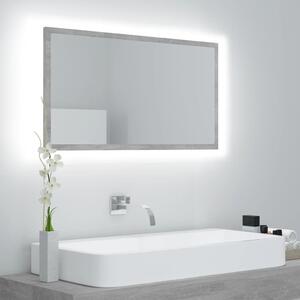 VidaXL LED kupaonsko ogledalo siva boja betona 80 x 8,5 x 37 cm drvo