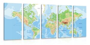 5-dijelna slika klasičan zemljovid svijeta