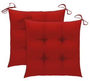 VidaXL Stolica za ljuljanje s crvenim jastukom od masivne tikovine