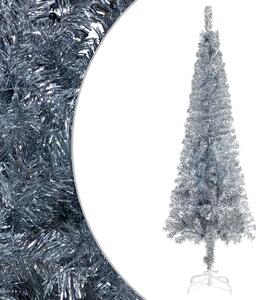 VidaXL Usko božićno drvce s LED svjetlima i kuglicama 180 cm srebrno