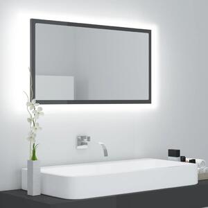VidaXL LED kupaonsko ogledalo visoki sjaj sivo 80 x 8,5 x 37 cm drvo