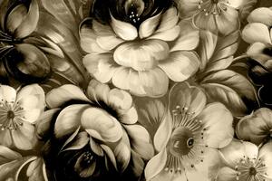 Slika impresionistički svijet cvijeća u sepijastom tonu