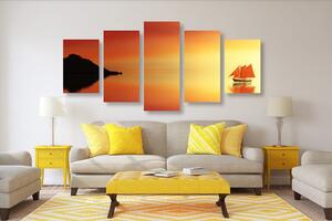 5-dijelna slika narančasta jedrilica