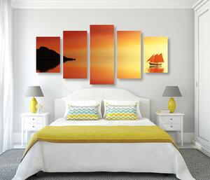 5-dijelna slika narančasta jedrilica