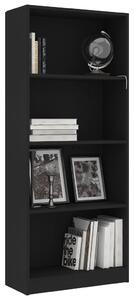 Ormarić za knjige s 4 razine crni 60 x 24 x 142 cm od iverice
