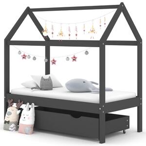 VidaXL Okvir za dječji krevet s ladicom tamnosivi 70 x 140 cm borovina