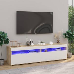 TV ormarići s LED svjetlima 2 kom bijeli i hrast 75x35x40 cm