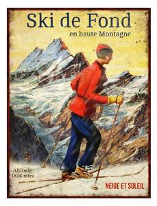 Ukrasna metalna slika Antic Line Station de Ski, 25 x 33 cm