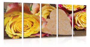 5-dijelna slika žute ruže za Valentinovo