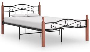 VidaXL Okvir za krevet crni od metala i masivne hrastovine 120x200 cm