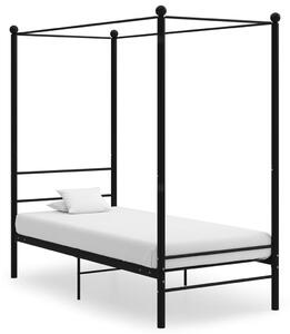 VidaXL Okvir za krevet s nadstrešnicom crni metalni 100 x 200 cm