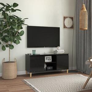 VidaXL TV ormarić s drvenim nogama visoki sjaj crni 103,5 x 35 x 50 cm