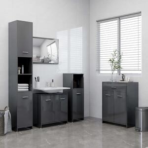 VidaXL 4-dijelni set kupaonskog namještaja visoki sjaj sivi