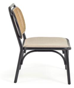 Stolica od punog brijesta sa završnom obradom crnog laka i tapeciranim sjedalom Kave Home Doriane