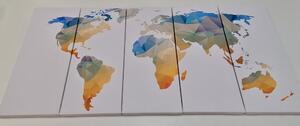 5-dijelna slika poligonalni zemljovid svijeta