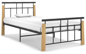 VidaXL Okvir za krevet od metala i masivne hrastovine 90 x 200 cm