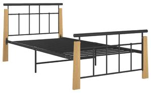 VidaXL Okvir za krevet od metala i masivne hrastovine 90 x 200 cm