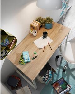 Bijeli radni stol s pločom u drvenom dekoru Kave Home Lisbet
