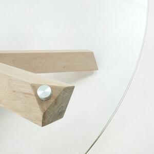 Blagovaonski stol od drveta hrasta sa staklenom pločom Kave Home Nori, ø 120 cm