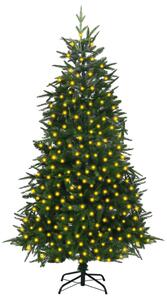 VidaXL Umjetno božićno drvce s LED svjetlima zeleno 210 cm PVC i PE