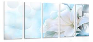 5-dijelna slika bijeli cvijet ljiljana na apstraktnoj pozadini