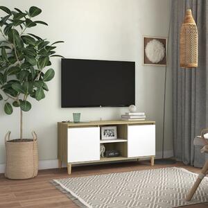 VidaXL TV ormarić s drvenim nogama bijeli i boja hrasta 103,5x35x50cm