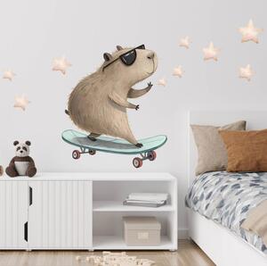 Dekorativne tapete za zid - Kapibara na skateboardu